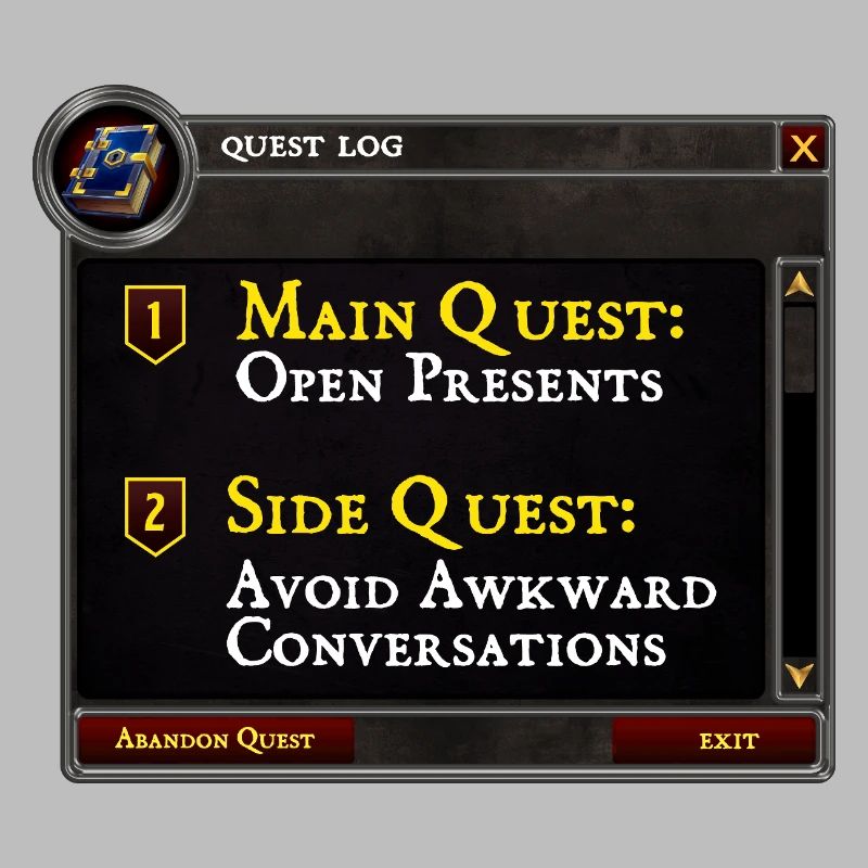 Main Quest Open Presents Side Quest Avoid