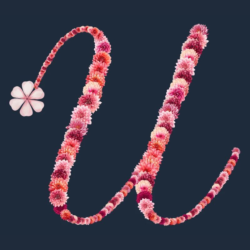 Romantisches Blumenmonogramm "U"