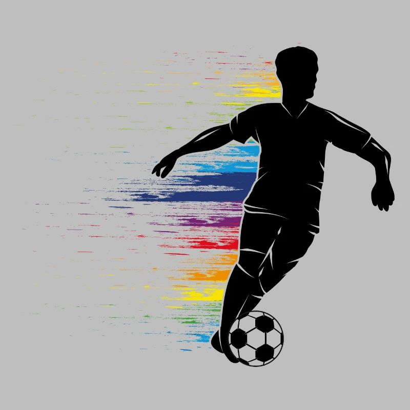 Fussballer Silhouette mit buntem Graffiti