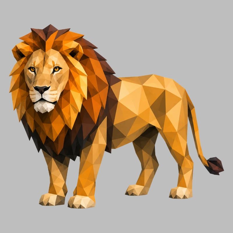 Low Poly Lion Yellow Orange