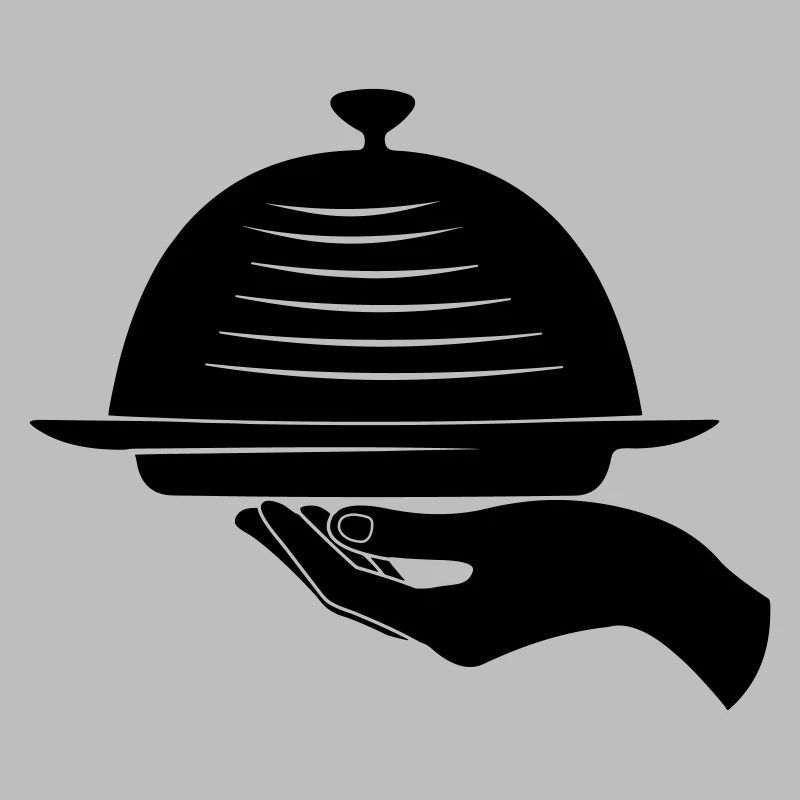 Main de serveur avec repas