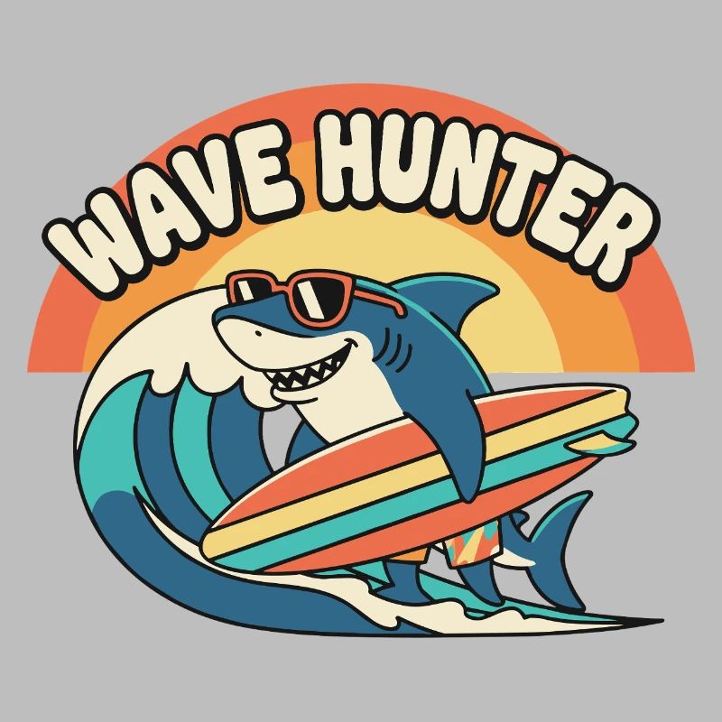 Wave Hunter Shark Surf Sunset
