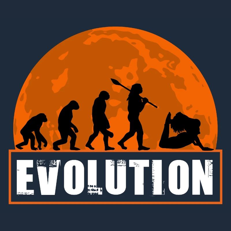 Yoga Evolution Silhouette Sunset Retro