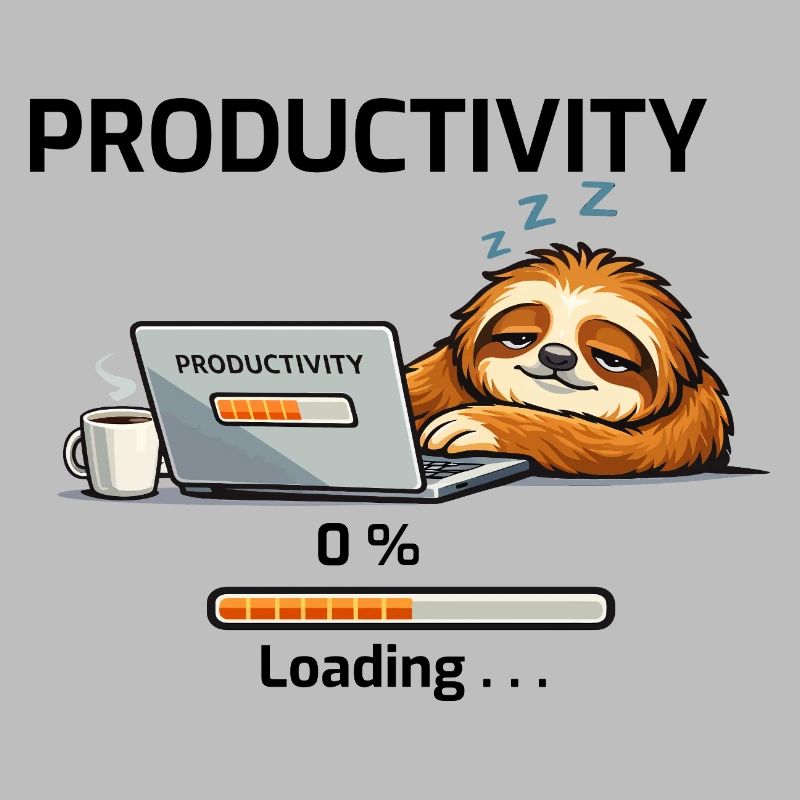 Productive Sloth on Laptop