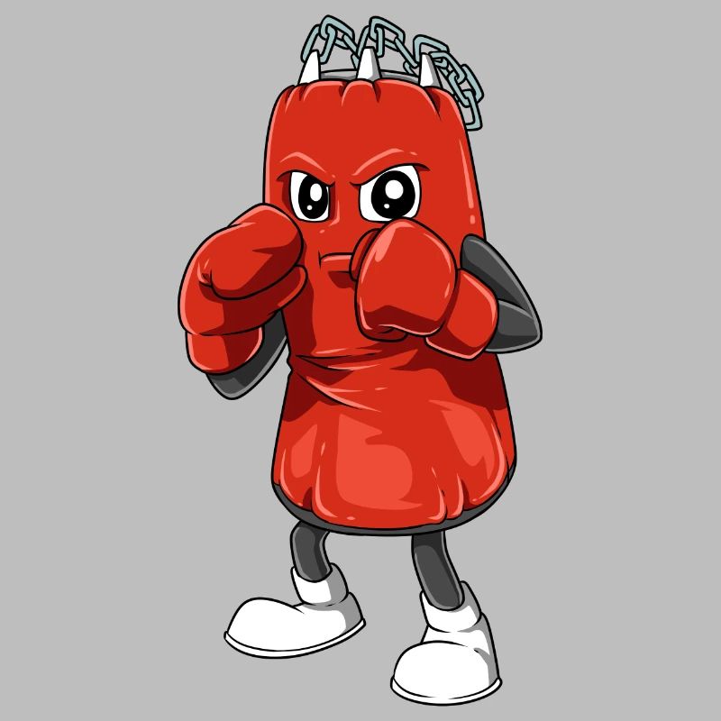 Funny punching bag with boxing gloves
