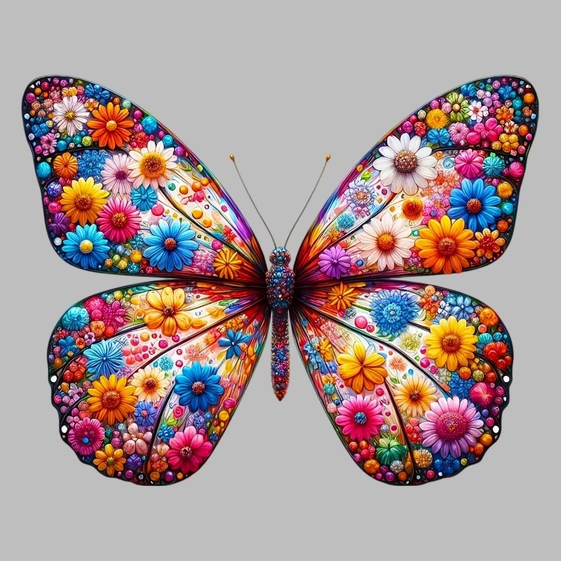 Papillon décoré de fleurs