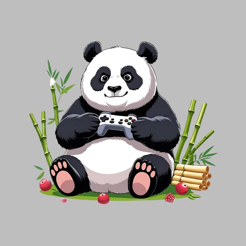 Cute Panda with Gaming Controller