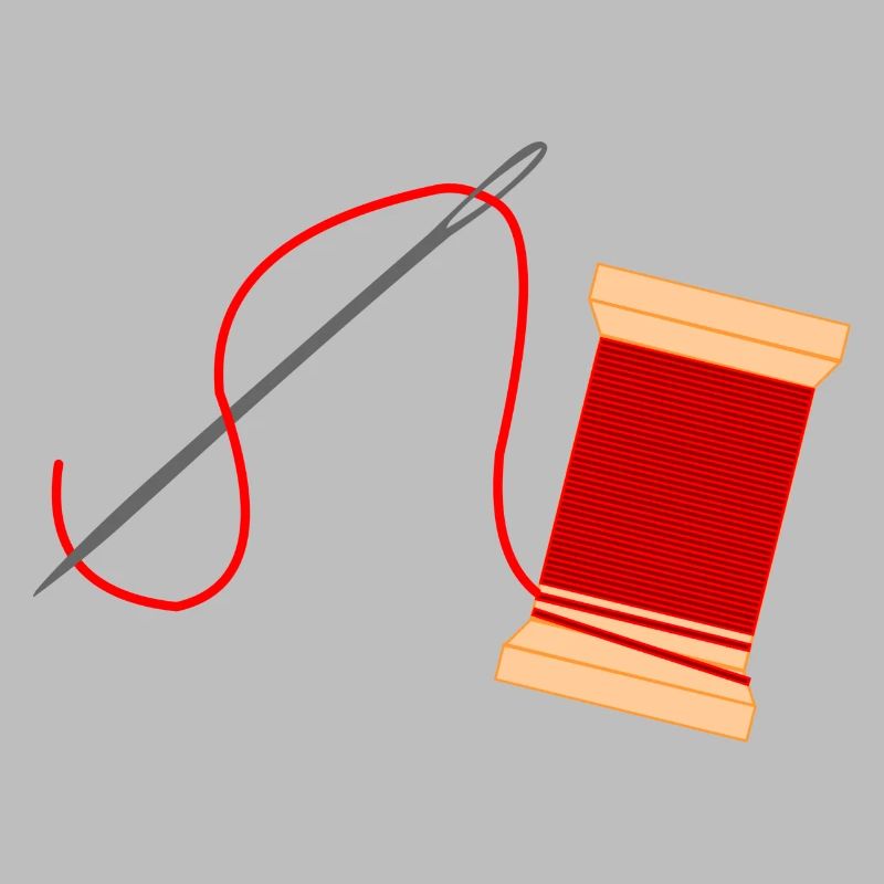 Needle and thread logo embroidery