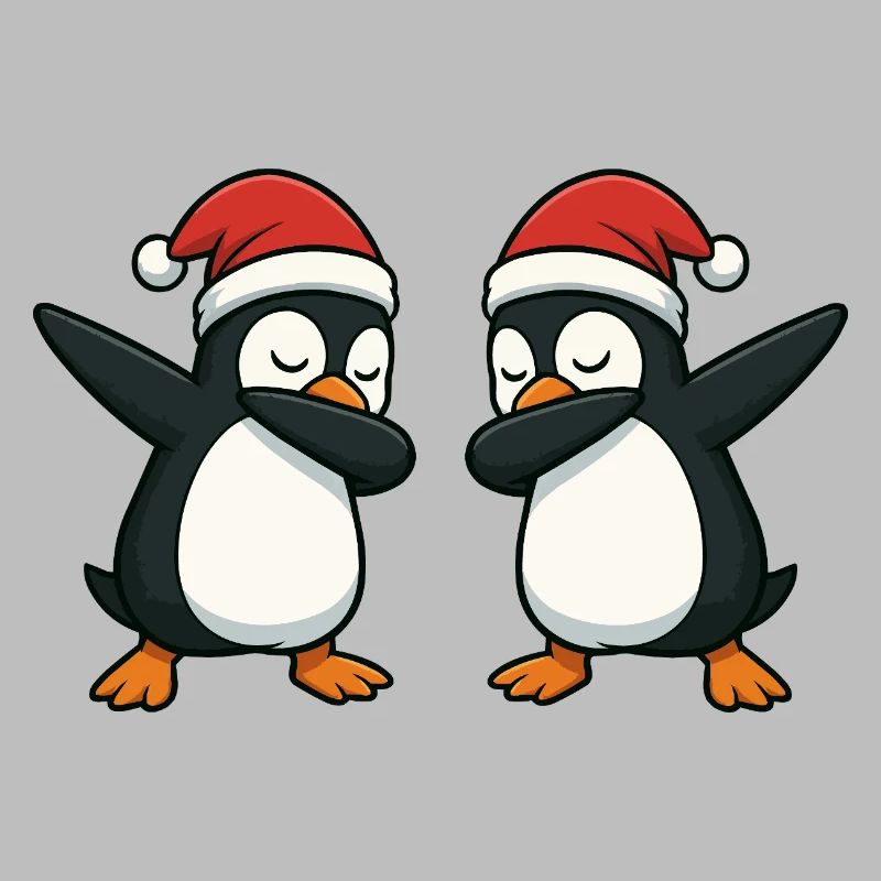 Deux manchots en train de s’asperger en look de Noël