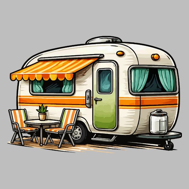 Retro caravan camping magic
