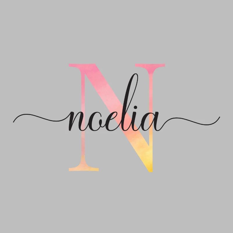 N | Monogramme | Nom | Noelia |Aquarelle
