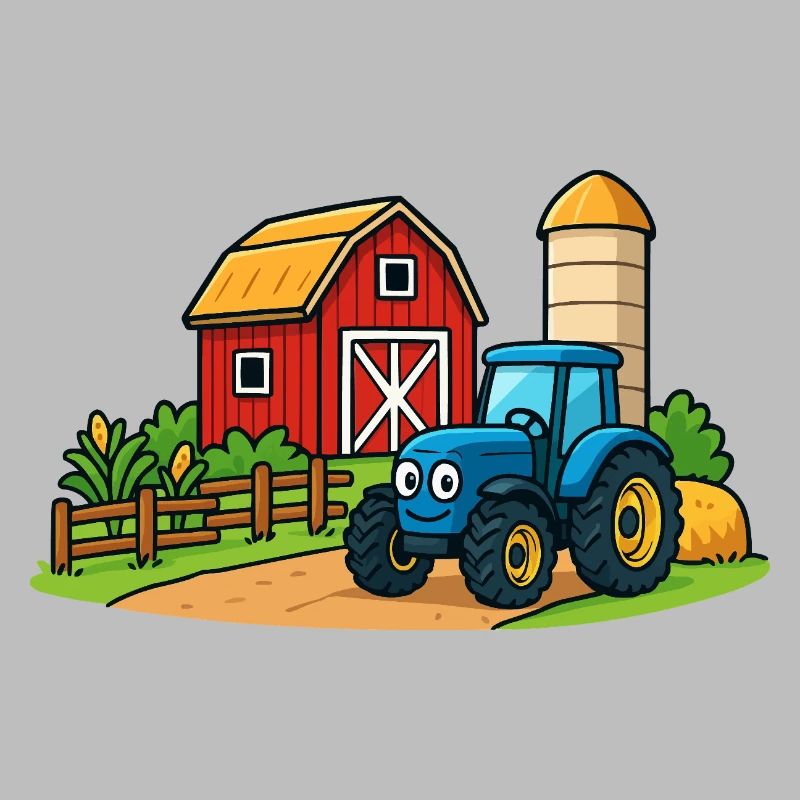Lustiger Bauernhof mit Traktor