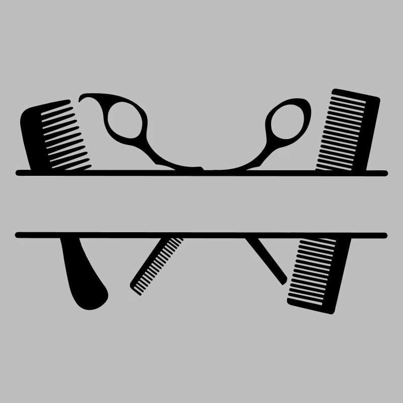Two combs and scissors text banner