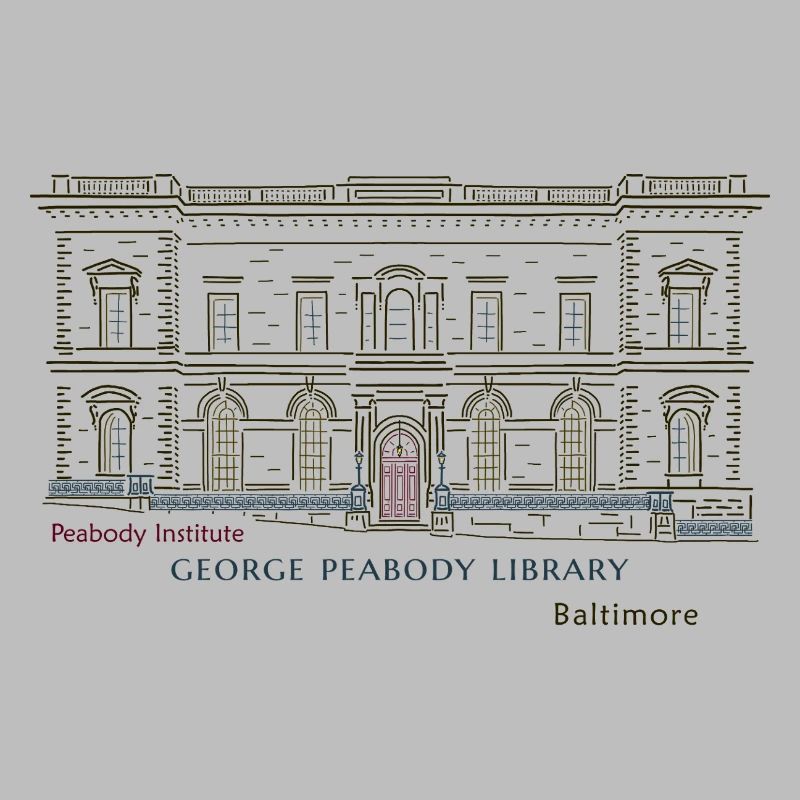 Baltimore, Hand Drawing George Peabody Library