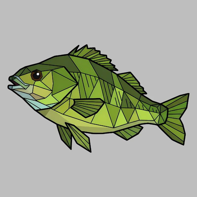 Geometrischer Flussbarsch Low Poly