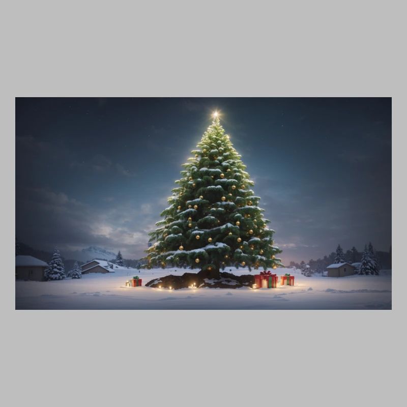 Winterlicher Weihnachtsbaum mit Geschenken