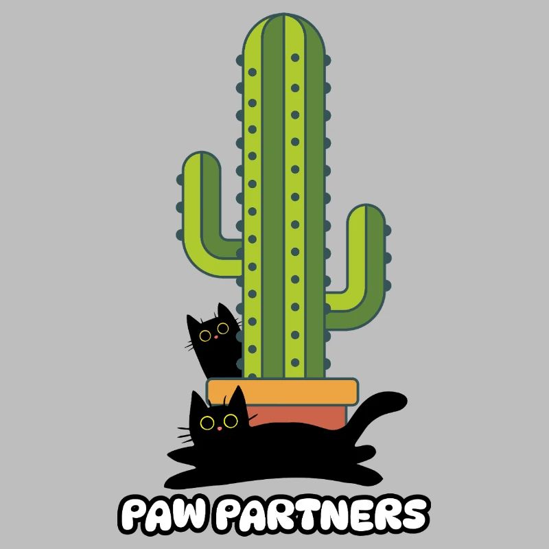 Les deux chats amis et complices à côté du cactus