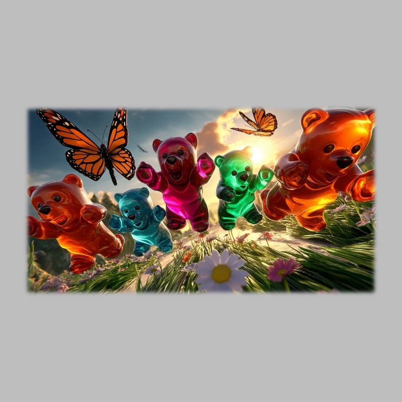 Gummy bear adventure in the spring light