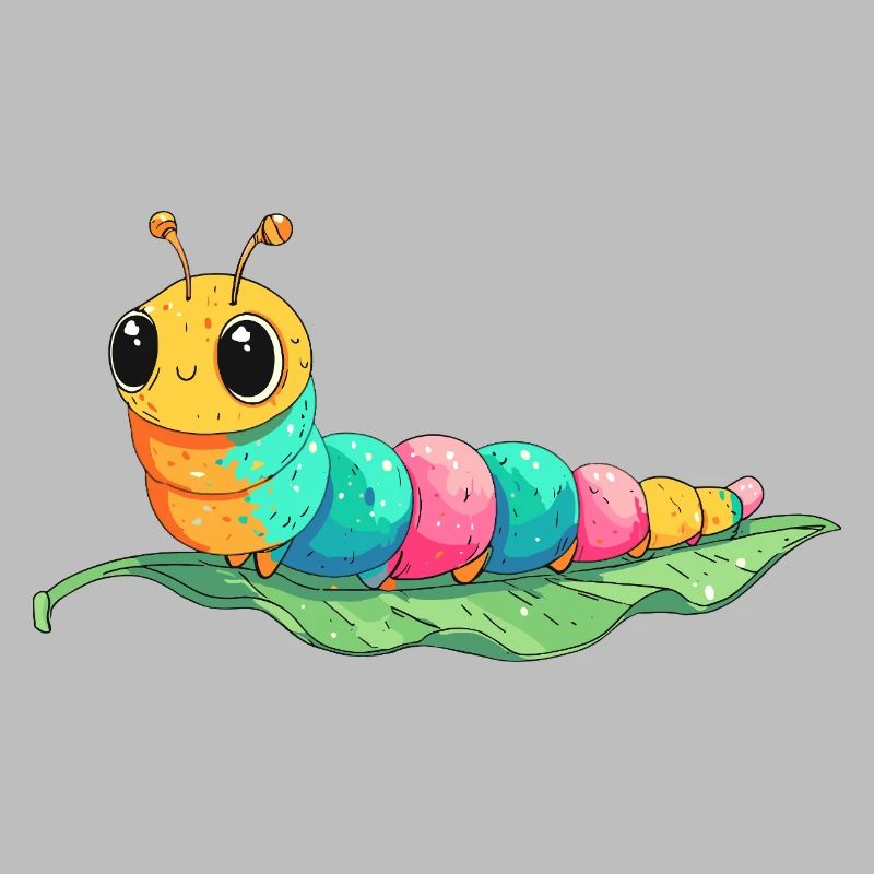 Chenille dessinée colorée sur feuille