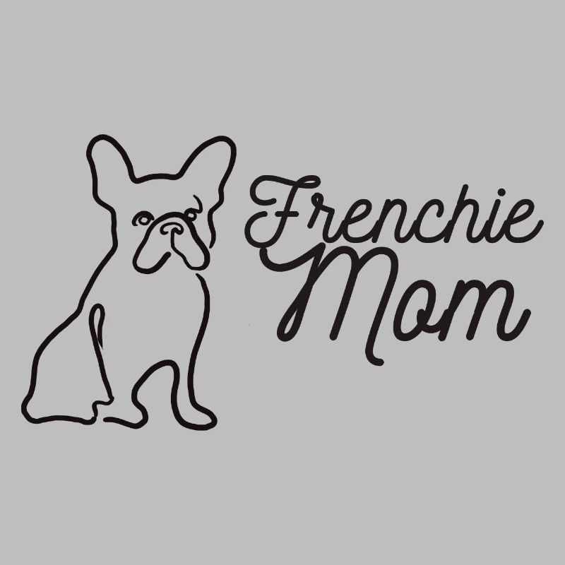 Frenchie Mom Silhouette Script Lineart