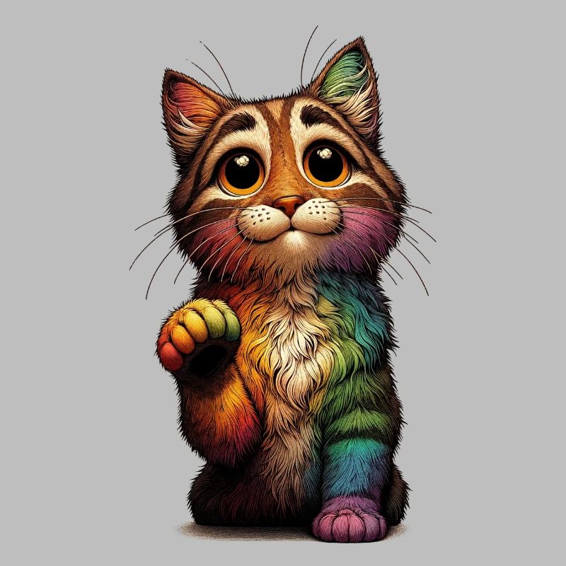Mendicité Chat Arc-en-ciel