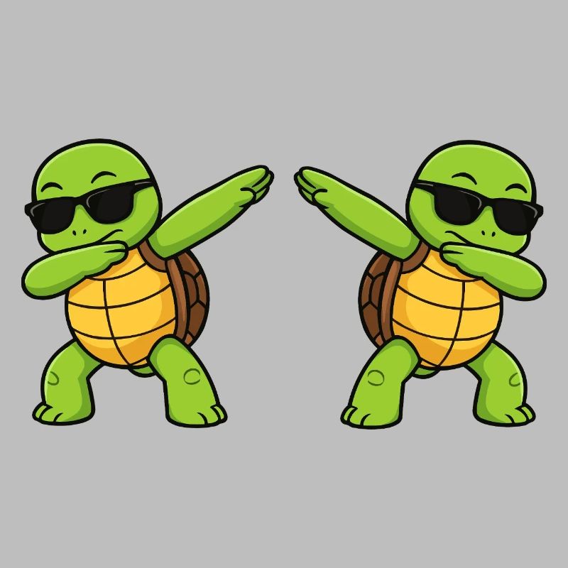 Dab turtle duo with sunglasses