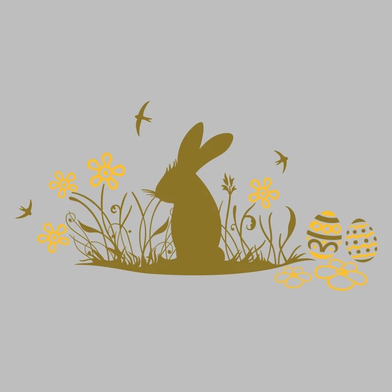 Easter bunny with Easter Eggs and flowers