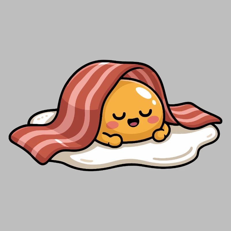 Sleeping Egg with Bacon Cartoon