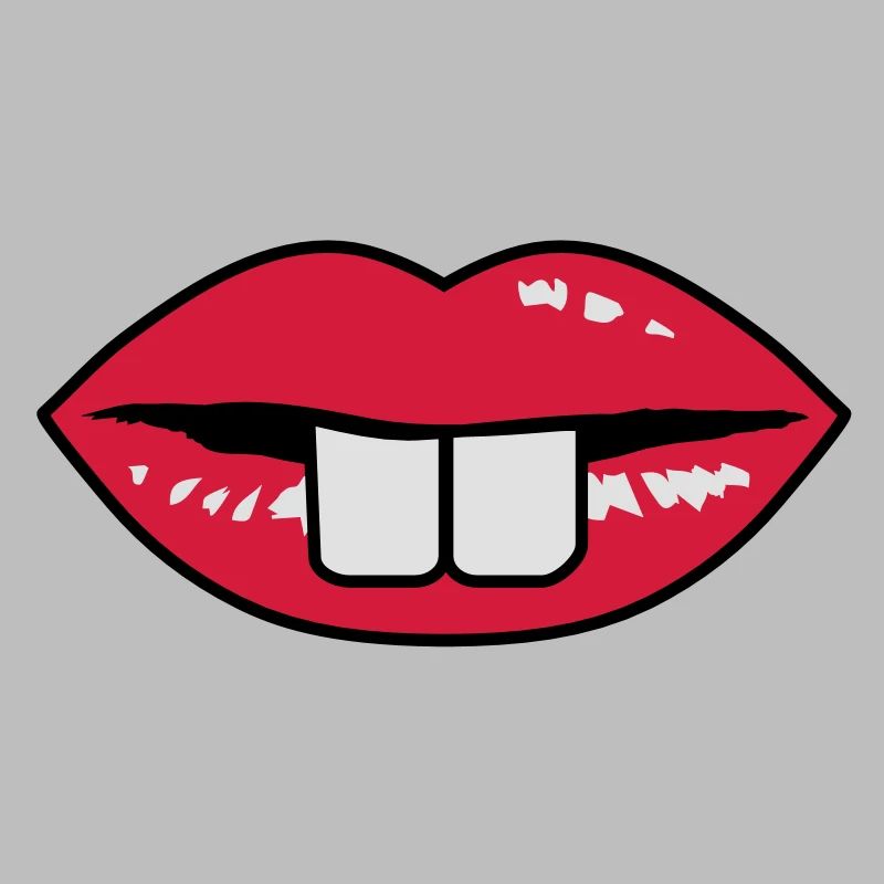 Buck teeth and red lips