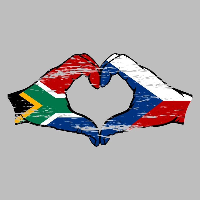 Afrique du Sud République tchèque drapeau mains forme de coeur utilisé