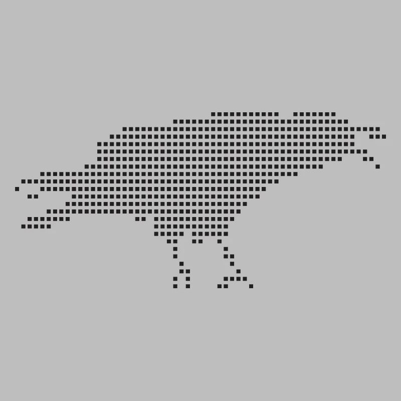 Raven Pixel Dot Silhouette