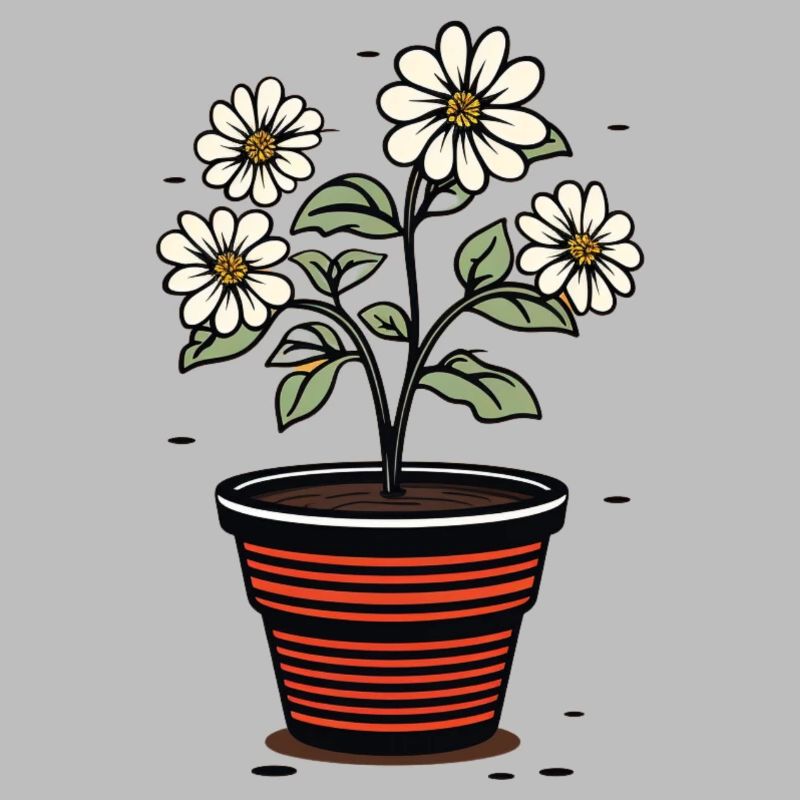 Pot de fleurs mignon style fleurs blanches