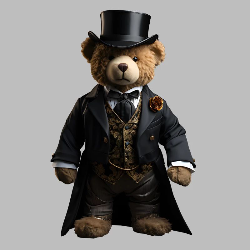 Plush bear in black tailcoat