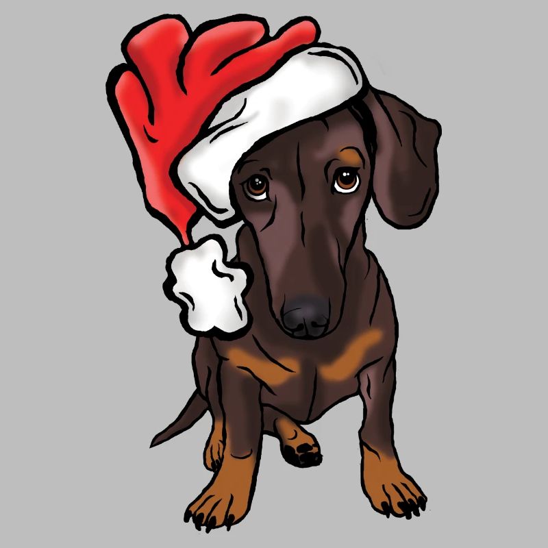 Teckel de Noël dans le style de la bande dessinée