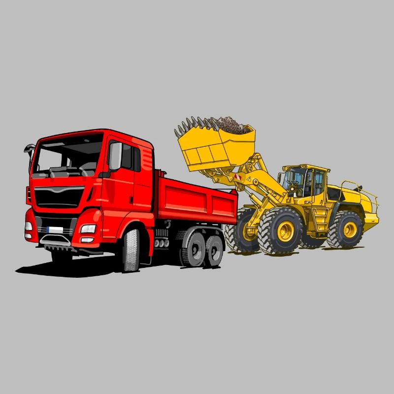Construction site, truck, wheel loader