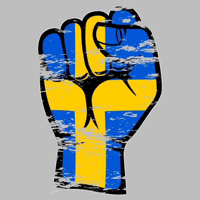 Icône de main de poing de drapeau de la Suède utilisée
