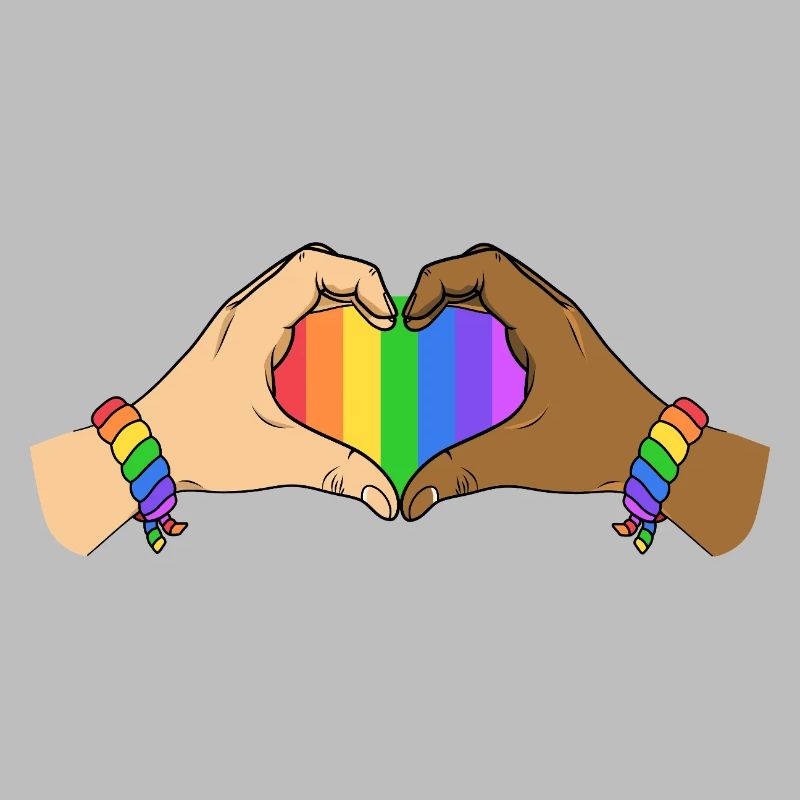 Pride Heart Hands Unity Rainbow Love Support Art