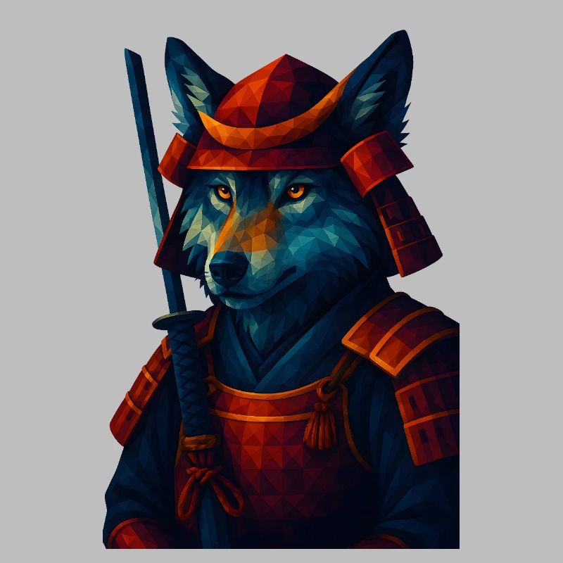 WPAP Stil Tier - Samurai Wolf altertümlich Rüstung