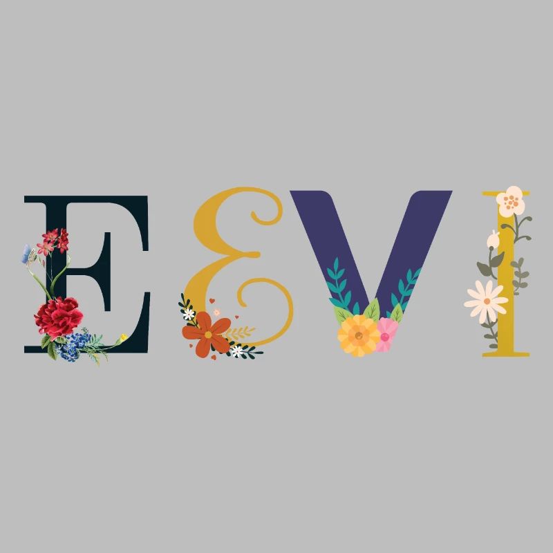 EEVI Name mit Blumen geschmückt