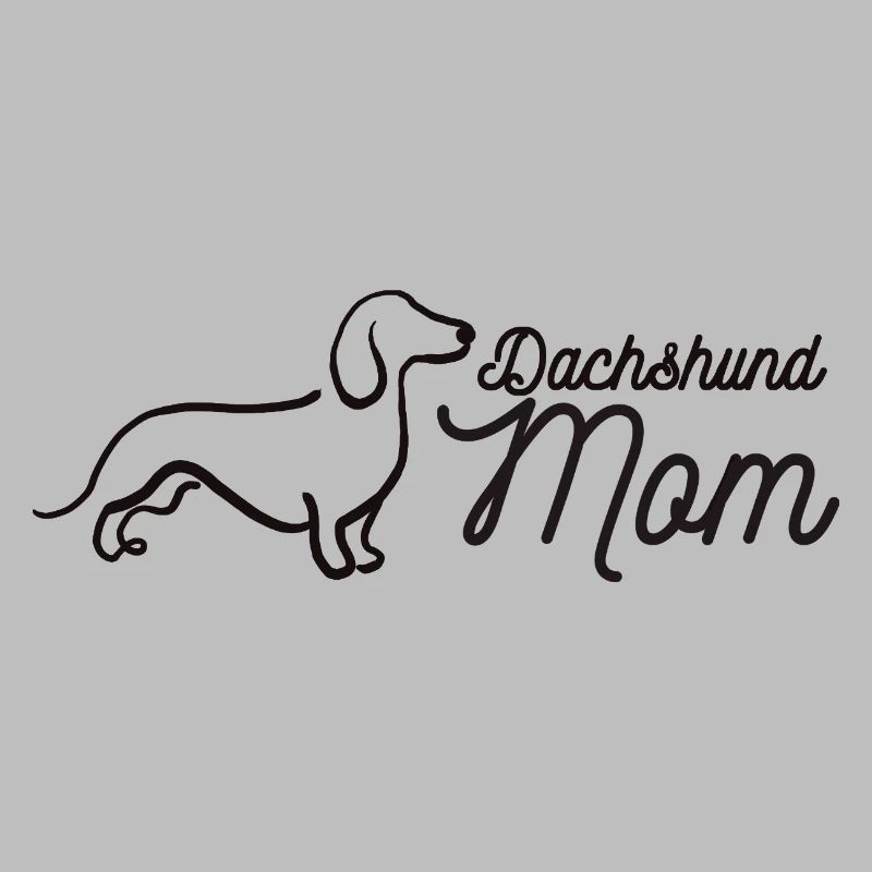 Dachshund Mom Script Logo Lineart Dackel