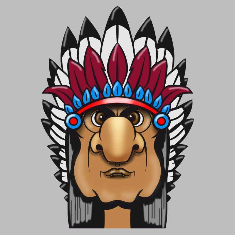 Grimmiger Indianerhäuptling mit Federschmuck Comic