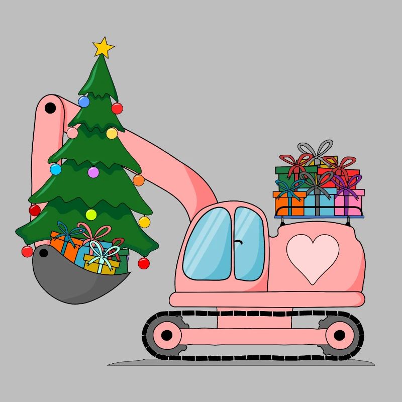 Excavator Christmas Pink