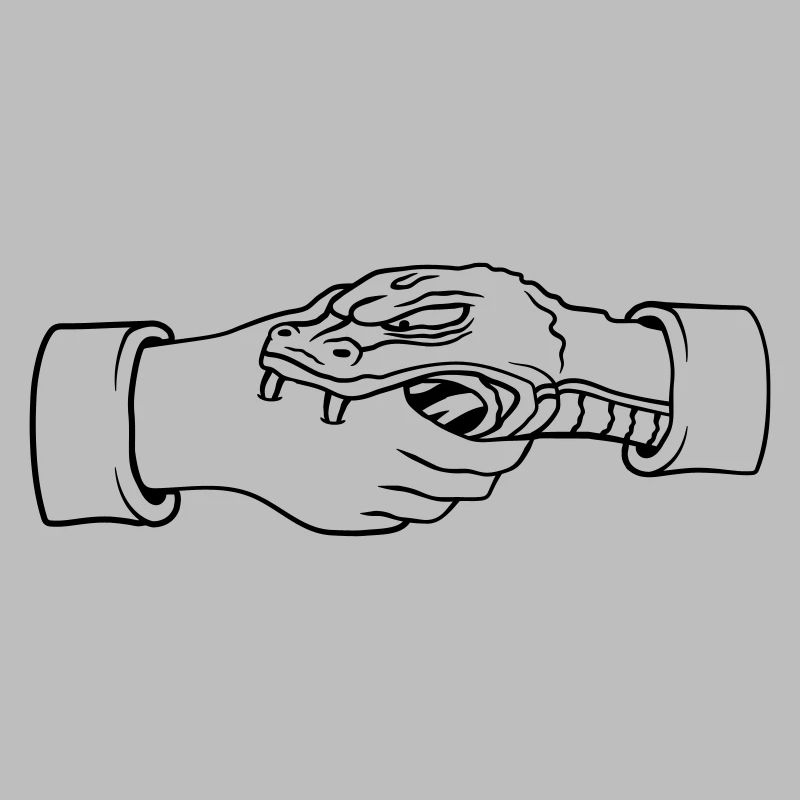 Shaking hands Snake bites hand