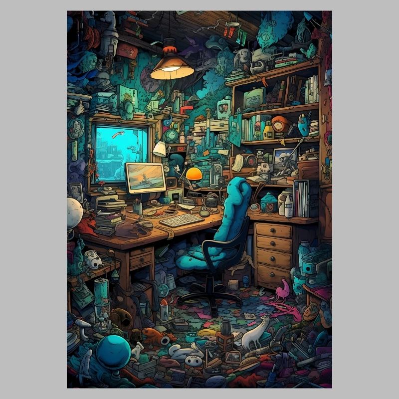 Wohnraum eines Computer Nerds