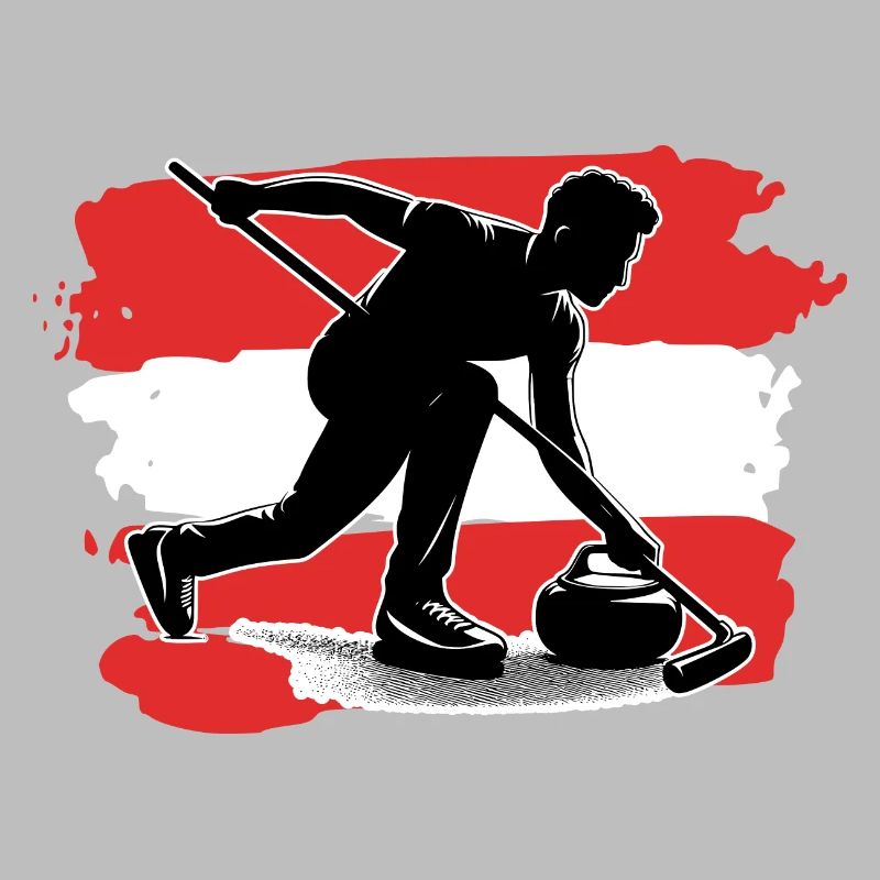 Curling avec drapeau autrichien