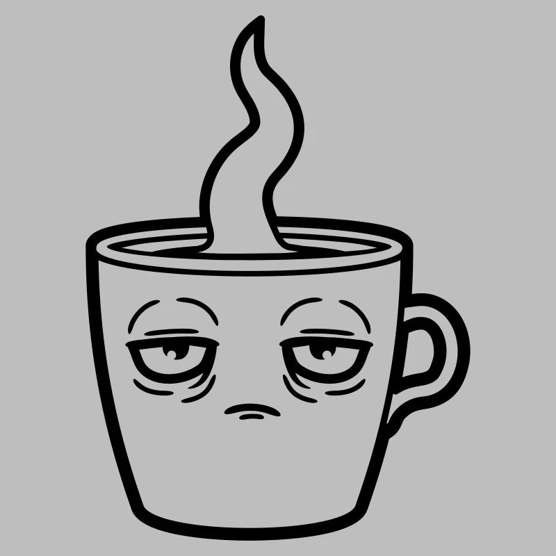 Müde Kaffeetasse Gesicht