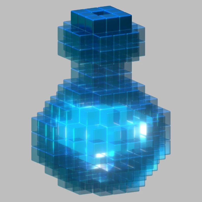 Witch Wizard Magic Potion Cube Bottle Ocean Blue