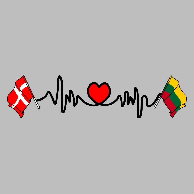 Cardio heart Drapeau Danemark, drapeau Lituanie