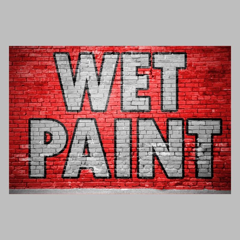 Wet Paint Brick Wall Graffiti