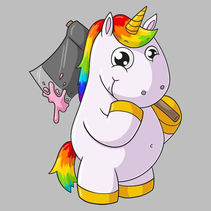 Comic Einhorn mit Axt